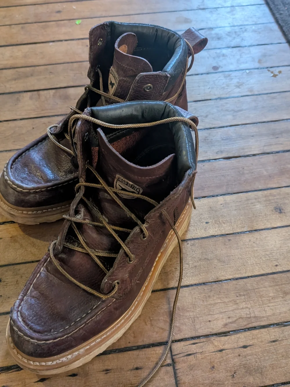 Men's Brown Leather Moc Toe Boots
